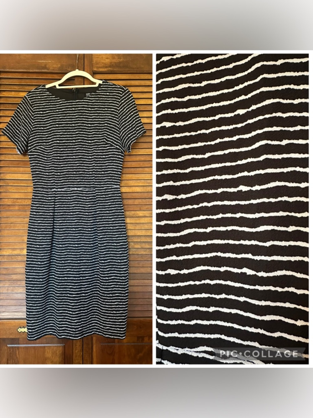 Poppy Lux UK brand Striped Black and White Short-Sleeve sheath Dress